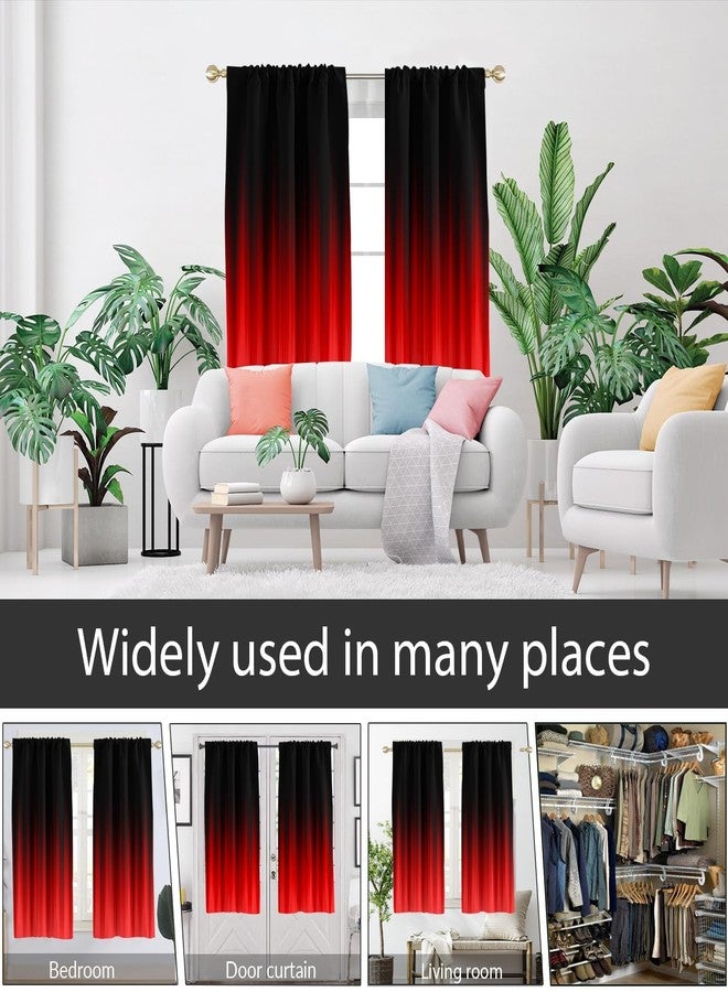 AAtter Red and Black Window Curtain Abstract Boys Ombre Striped Boho Simple Gradient Teen Men Art Aesthetic Living Room Bedroom Drapes Treatment Fabric 1 Pair Home Decor, 42" W x 63" L, Modern - Image 5
